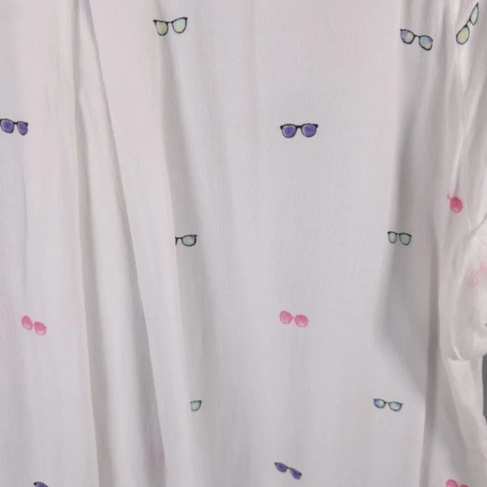 ANTHROPOLOGIE Rails Women’s Whitney‎ Shirt Sunglasses Print Viscose Rayon MEDIUM